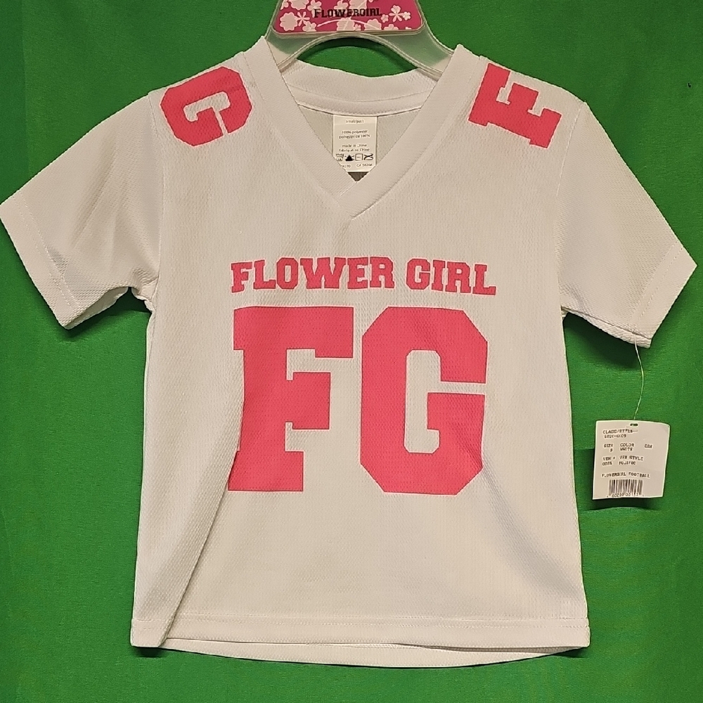 Kids White And Pink Flower Girl Jersey